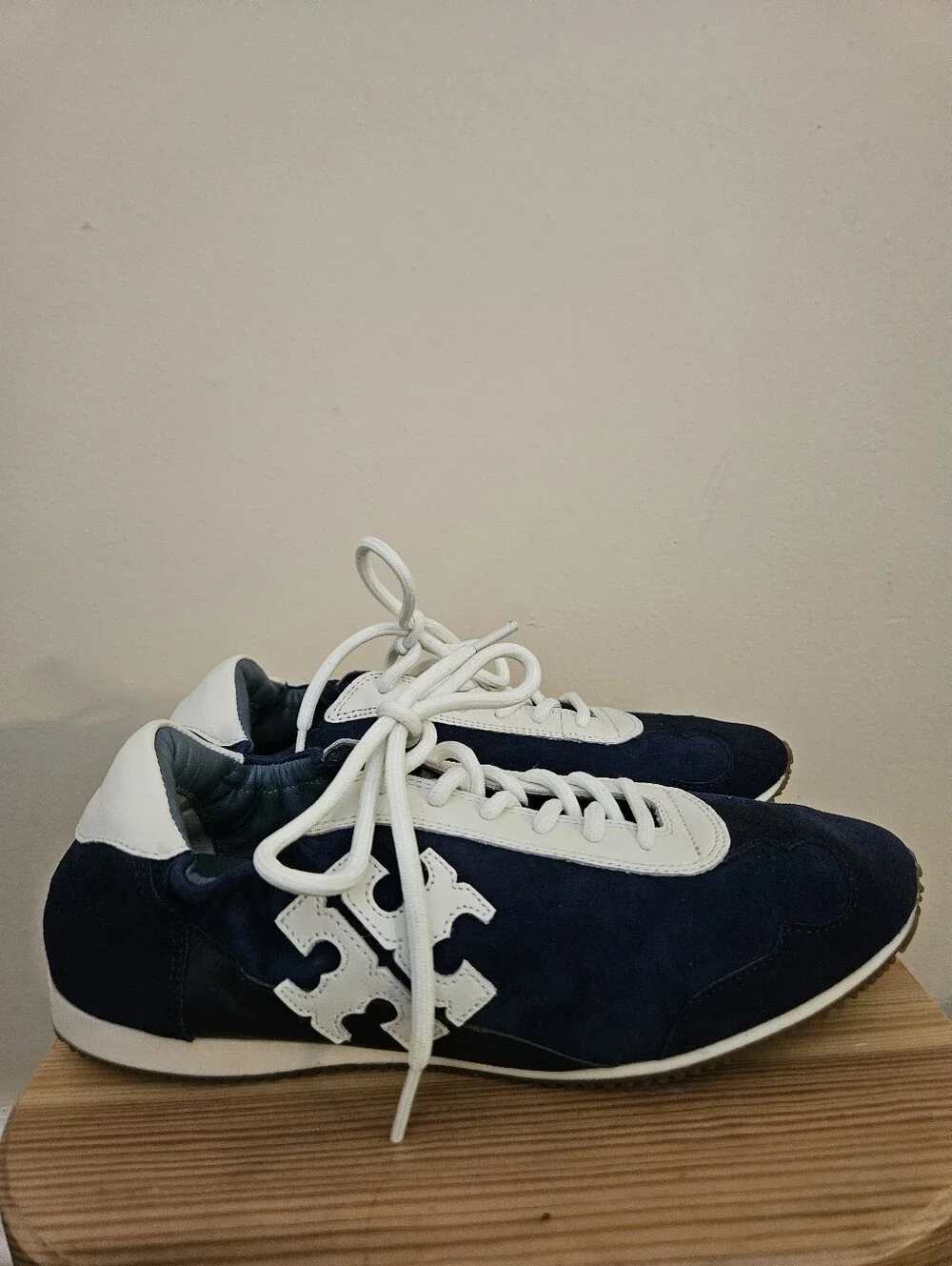 Tory Burch Women's Navy and White  Lace-Up Sneakers, Size 7